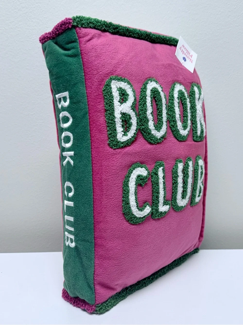 New! Pink 'Book Club' Plush Book Accent Pillow by Target Bullseye Playground